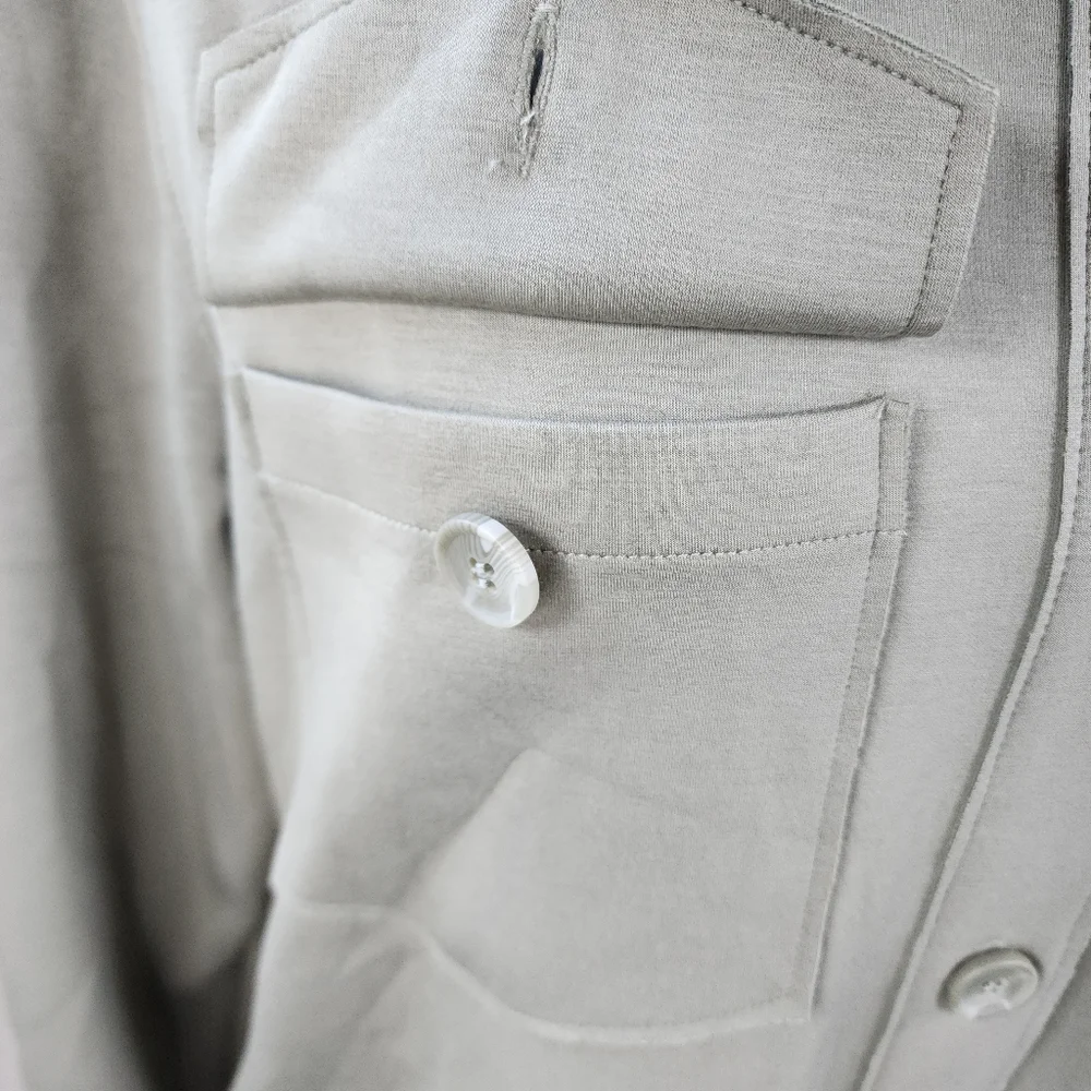 Joie Stretch Utility Shacket Button Down Olive Green Oversized Fit Size XS - Picture 13 of 16